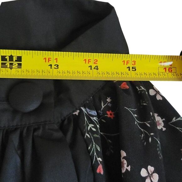 Unique Vintage Black Floral Print Midi Skirt Size M - Picture 10 of 11